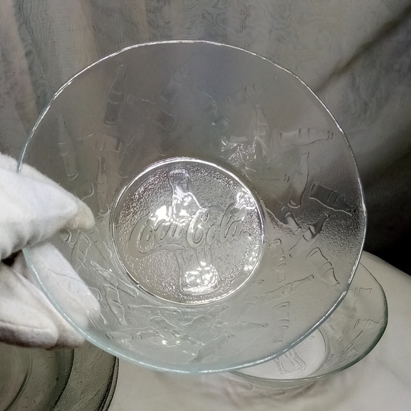 Coca Cola Clear Glass Embossed 6pc Dinnerware Set - Picture 8 of 14